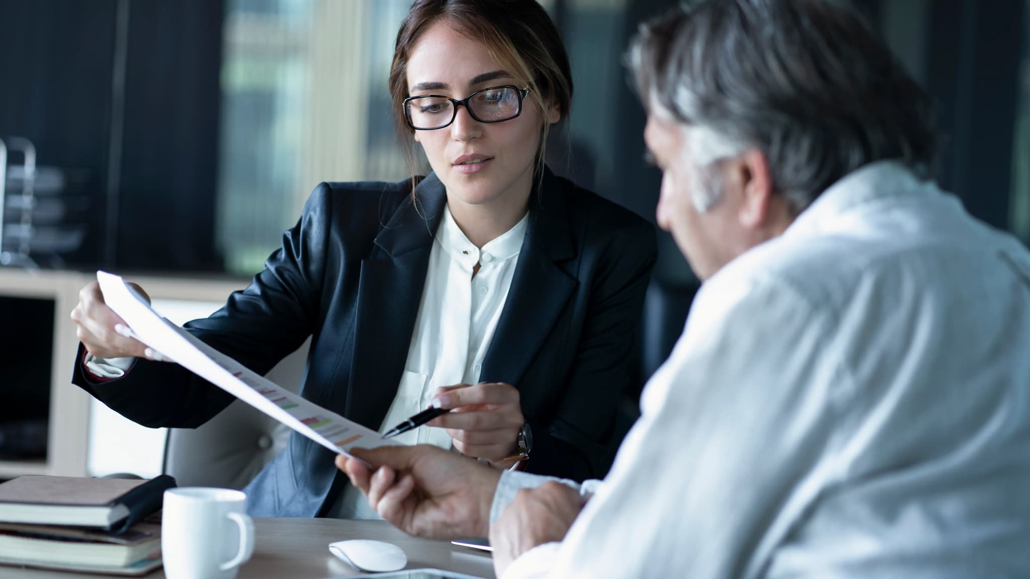 two people doing business